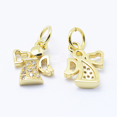 Brass Micro Pave Cubic Zirconia Charms KK-P133-03-NR-1