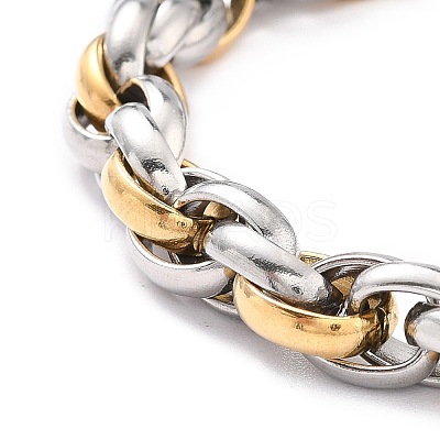 304 Stainless Steel Rope Chain Bracelet for Men Women BJEW-Z011-19GP-1