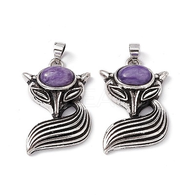 Natural Charoite Pendants KK-A173-02AS-02-1