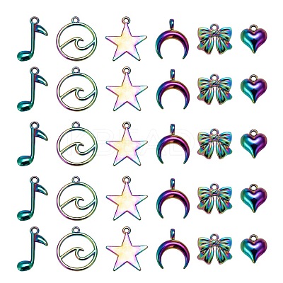 24Pcs 6 Style Alloy Pendants FIND-LS0001-24MC-1