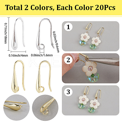 20 Pairs 2 Colors Rack Plating Brass Earring Hooks KK-SC0006-58-1