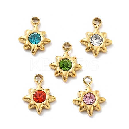 Star 304 Stainless Steel Rhinestone Charms STAS-L283-31G-1