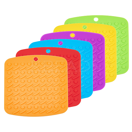 DICOSMETIC 6Pcs 6 Colors Square Silicone Hot Mats for Hot Dishes AJEW-DC0001-14-1