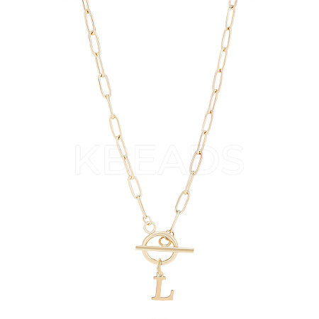 304 Stainless Steel Letter Pendant Necklaces NJEW-LP0001-52L-G-1