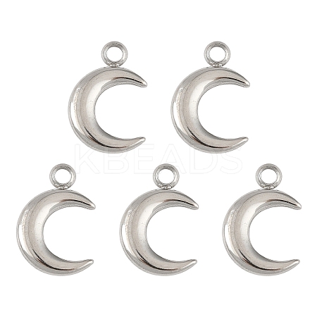 5Pcs 304 Stainless Steel Moon Charms STAS-YW0003-01P-1