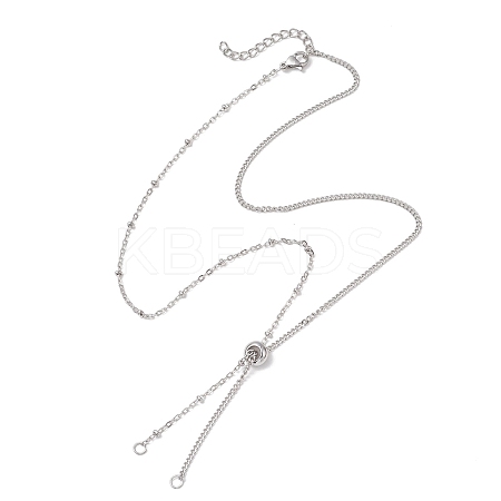 304 Stainless Steel Satellite Chain Curb Chain Slider Necklace Making AJEW-JB01530-1