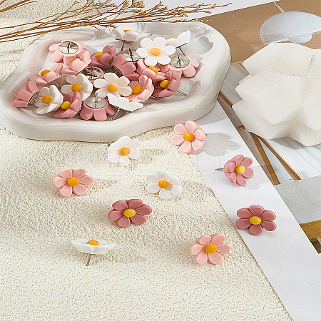 20Pcs Flower Resin Drawing Pins AJEW-WH00670-153-1