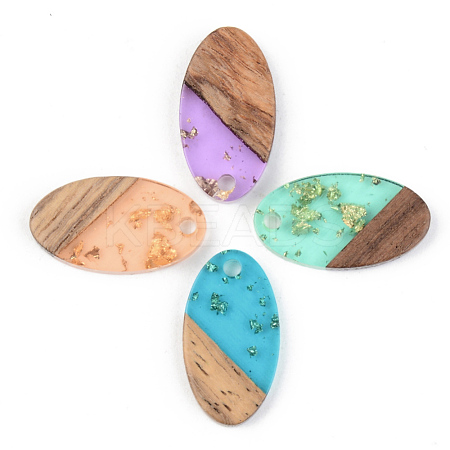 Transparent Resin & Walnut Wood Pendants RESI-S389-041A-B-1