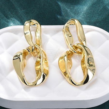Nuggets Brass Dangle Stud Earrings EJEW-R025-13G-1