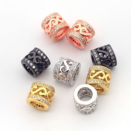 New Items Brass Micro Pave Cubic Zirconia Column Spacer Beads ZIRC-L007-04-1