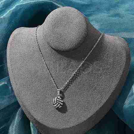 Zinc Alloy Crystal Rhinestone Sport Ball Pendant Cable Chain Necklaces NJEW-U024-01P-04-1