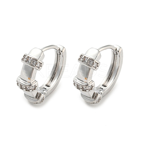 Rack Plating Brass with Cubic Zirconia Hoop Earrings for Women EJEW-G363-01P-1