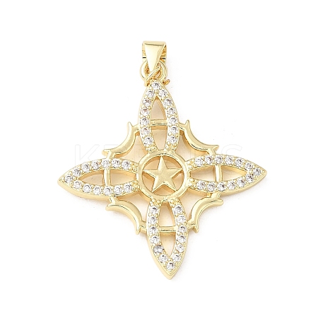 Brass Micro Pave Clear Cubic Zirconia Pendants KK-E799-06E-G-1