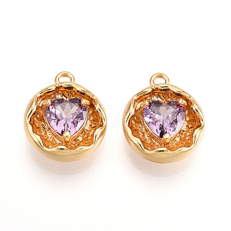 Brass Micro Pave Cubic Zirconia Charms KK-N262-114C-G-1