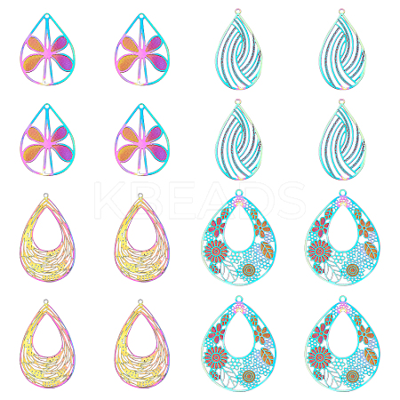 PVD Vacuum Plating 201 Stainless Steel Filigree Pendants STAS-UN0012-50-1