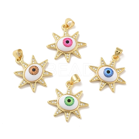 Brass Micro Pave Cubic Zirconia Pendants KK-B059-46G-1