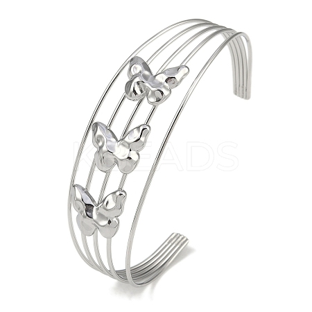 Non-Tarnish 304 Stainless Steel Hollow Open Cuff Bangles BJEW-Q348-03P-10-1