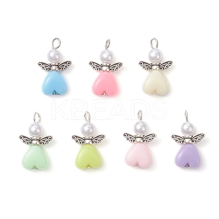 Acrylic & ABS Plastic Imitation Pearl Angel Pendants PALLOY-JF04466-02-1
