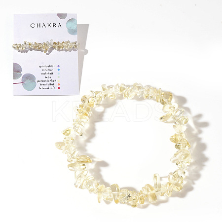 Natural Citrine Chips Bead Stretch Bracelets for Women Men CI5318-11-1
