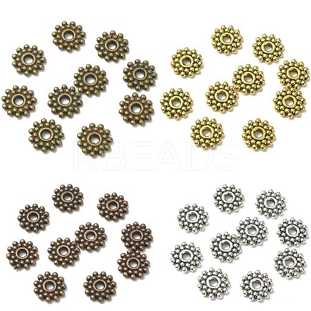 100Pcs 4 Colors Gear Tibetan Silver Alloy Spacer Beads TIBEB-YW0001-66-1