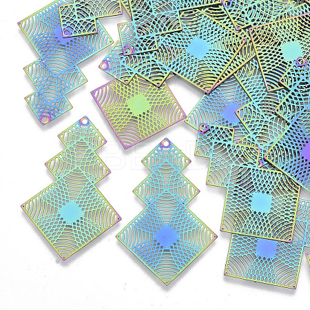 Ion Plating(IP) 201 Stainless Steel Filigree Pendants STAS-R102-33-1