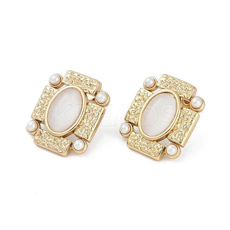 Ion Plating(IP) 304 Stainless Steel Rectangle Stud Earrings EJEW-Z068-30G-02-1