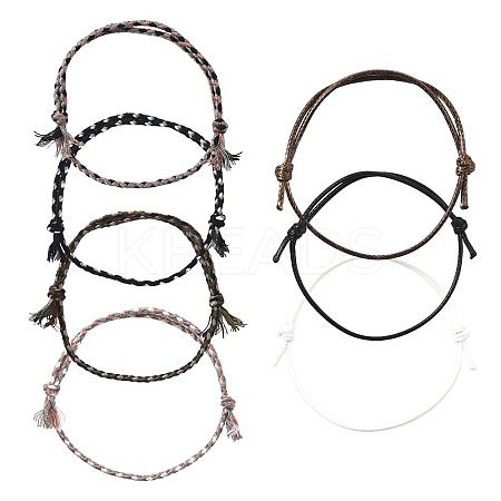 14Pcs 7 Colors Cotton Cord Bracelet Set for Men Women BJEW-FS00025-04-1