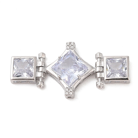 Brass Micro Pave Clear Cubic Zirconia Multi-Strand Links KK-S388-33P-1