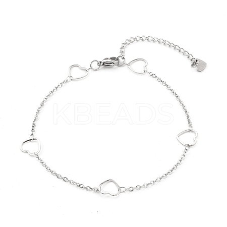 304 Stainless Steel Cable Chain Anklets AJEW-H104-04P-1