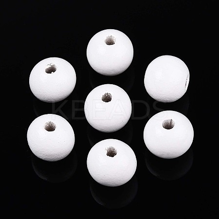 Spray Painted Round Natural Schima Wood Beads WOOD-A018-12mm-30-1