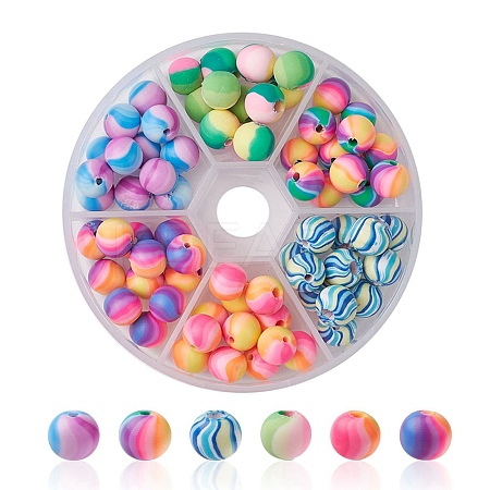 90Pcs 6 Colors Handmade Polymer Clay Beads CLAY-YW0001-80-1