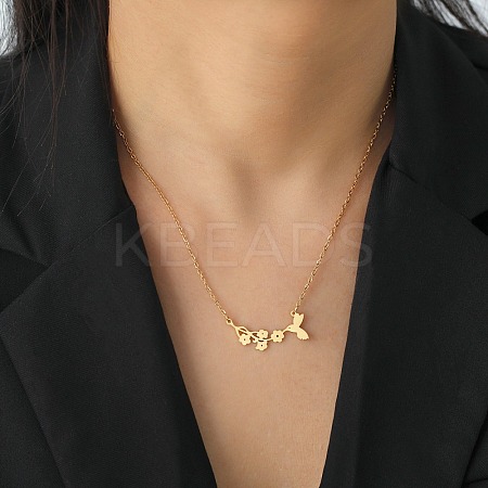 304 Stainless Steel Pendant Necklaces NJEW-H010-01G-1
