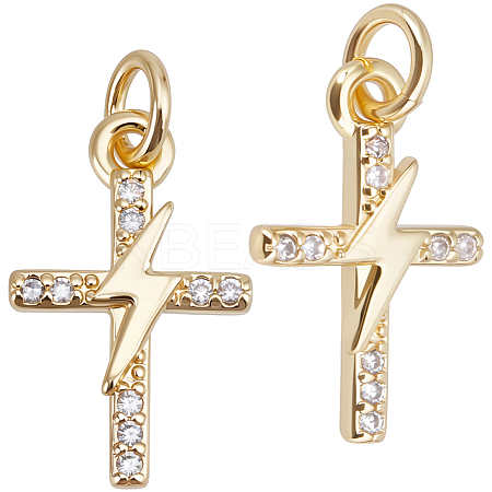 Rack Plating Brass Micro Pave Cubic Zirconia Pendants KK-BBC0017-92C-1