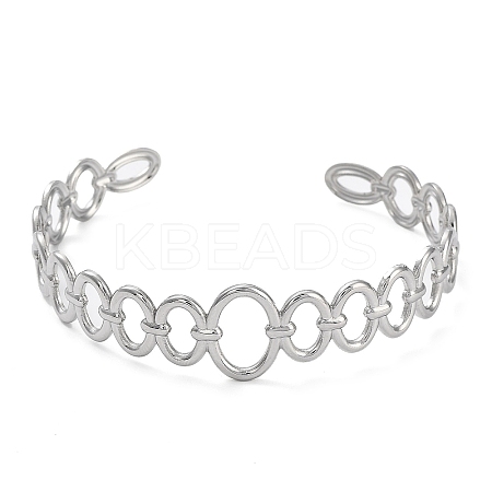 Non-Tarnish 304 Stainless Steel Hollow Oval Cuff Bangle for Women BJEW-D061-04P-1
