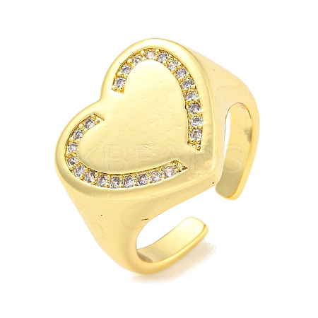 Brass Micro Pave Clear Cubic Zirconia Open Cuff Ring for Women LS-RJEW-M173-02C-G-1