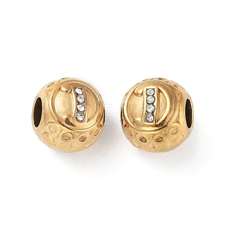 Ion Plating(IP) 304 Stainless Steel Rhinestone European Beads STAS-A092-10D-G-1