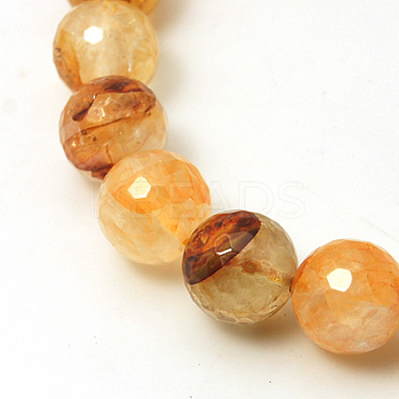 Natural Yellow Hematoid Quartz Beads Strands X-G-I003-8mm-04-1