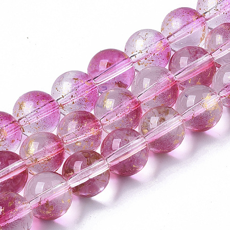 Transparent Spray Painted Glass Bead Strands X-GLAA-N035-03C-B04-1