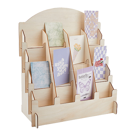 4-Tier 16-Slot Wooden Display Riser Stands ODIS-WH0086-134A-1