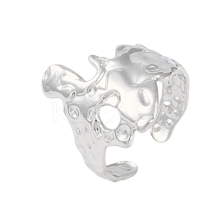 Non-Tarnish 304 Stainless Steel Textured Open Cuff Rings X-RJEW-C095-08B-P-1