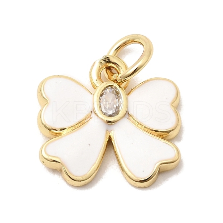 Brass Pave Clear Cubic Zirconia Charms KK-G554-03B-02-1