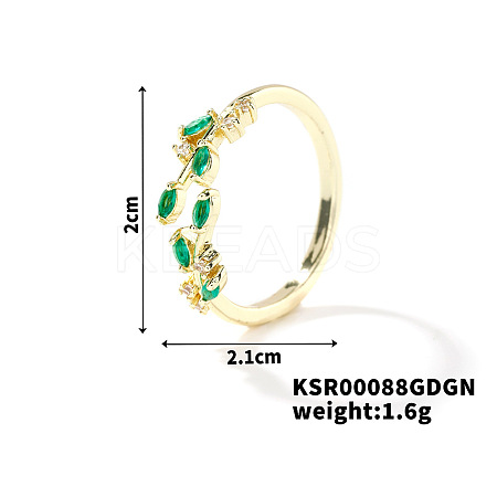 Fashionable European and American Style Brass Rhinestones Leaf Cuff Ring for Women SP8903-3-1