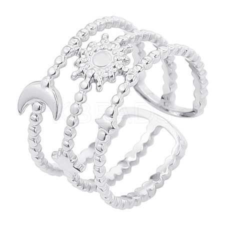 304 Stainless Steel Fashion Star Moon Cuff Ring for Men and Women KS0826-1-1