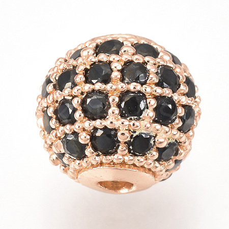Brass Micro Pave Cubic Zirconia Beads ZIRC-Q013-10mm-143RG-1
