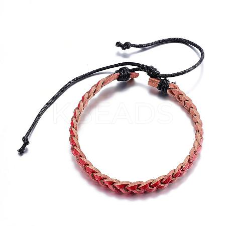 Adjustable Braided Leather Cord Bracelets BJEW-P099-21E-1