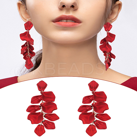 1 Pair Acrylic Petal Dangle Stud Earrings EJEW-LP0001-17-1