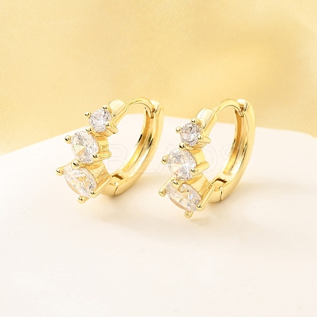 Brass Micro Pave Clear Cubic Zirconia Hoop Earrings EJEW-Z121-06G-1