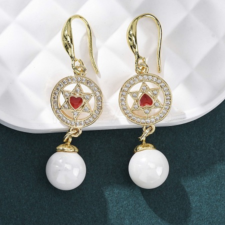 Brass Micro Pave Clear Cubic Zirconia Dangle Earrings EJEW-F362-03G-1