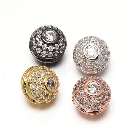 Brass Micro Pave Grade AAA Cubic Zirconia Beads ZIRC-O010-01-NR-1