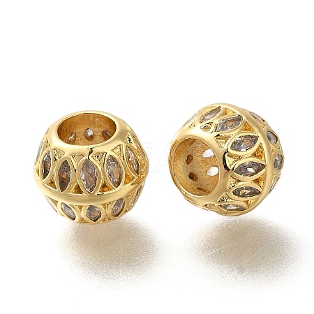 Brass with Cubic Zirconia European Beads KK-Z086-21G-1